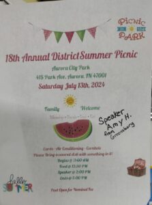 18th Annual District Summer Picnic @ Aurora City Park | Aurora | Indiana | United States